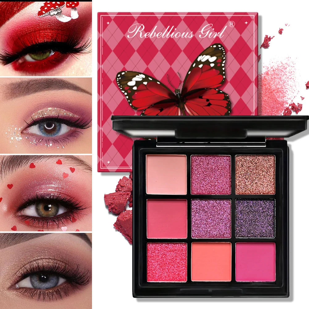 9-Grid Eye Shadow Palette Make-up for Women Glitter Pearlescent Matte Eyeshadow Cosmetics Shimmer Long Lasting Makeup Products
