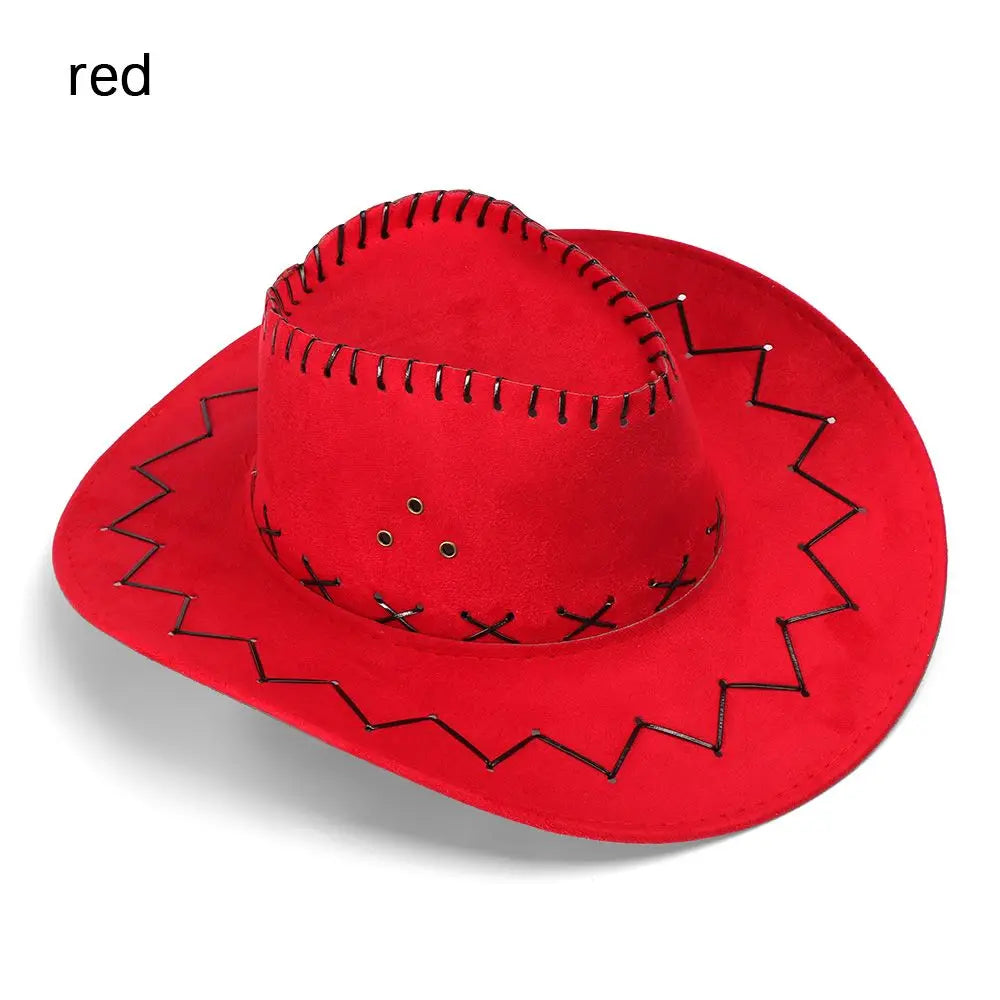 Western Cowboy Hat for Men Women Kids Fedora Outdoor Wide Brim Faux Leather Summer Wide Brim Beach Travel Cap Black White Pink