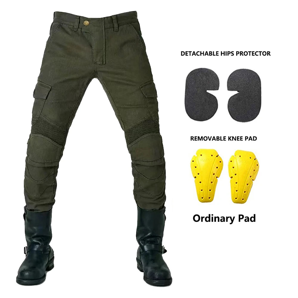 2024 New Motorcycle Black Men Fashion Pants Upgrade Extension Protector Detachable Racing Road Rider Four Seasons Casual Jeans