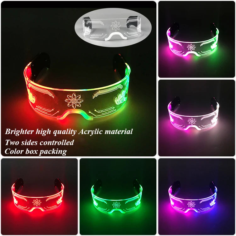 Cool Luminous Colorful LED Light Up Glasses Glowing Neon Light Flashing Party Glasses For Nightclub DJ Dance Party Decor
