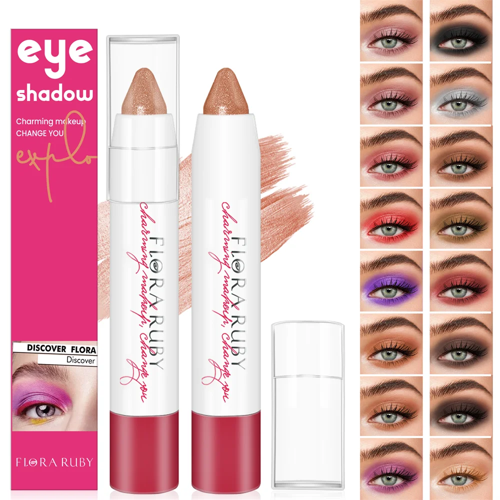 16 Colors Eyeshadow Stick Waterproof Eyeshadow Pencils Cream Eyeshadow Sticks Brown Metallic Eyeshadow Stick Pencil Long Lasting