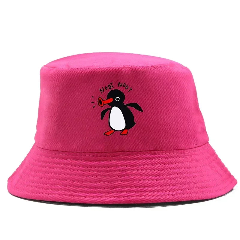 Summer Penguin Bucket Hat Reversible Bob Men Women Cotton Travel Beach Fisherman Hat Outdoor Sports Pull Up Bob Panama Sun Hat