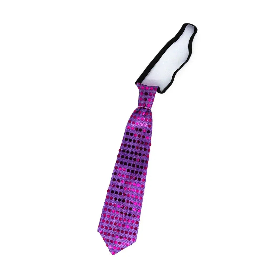Woman Men Kids LED Light Up Sequin Fedora Jazz Hat Cap Gift Necktie Tie Neon Glow Party Bar Birthday Costume Wedding Festival