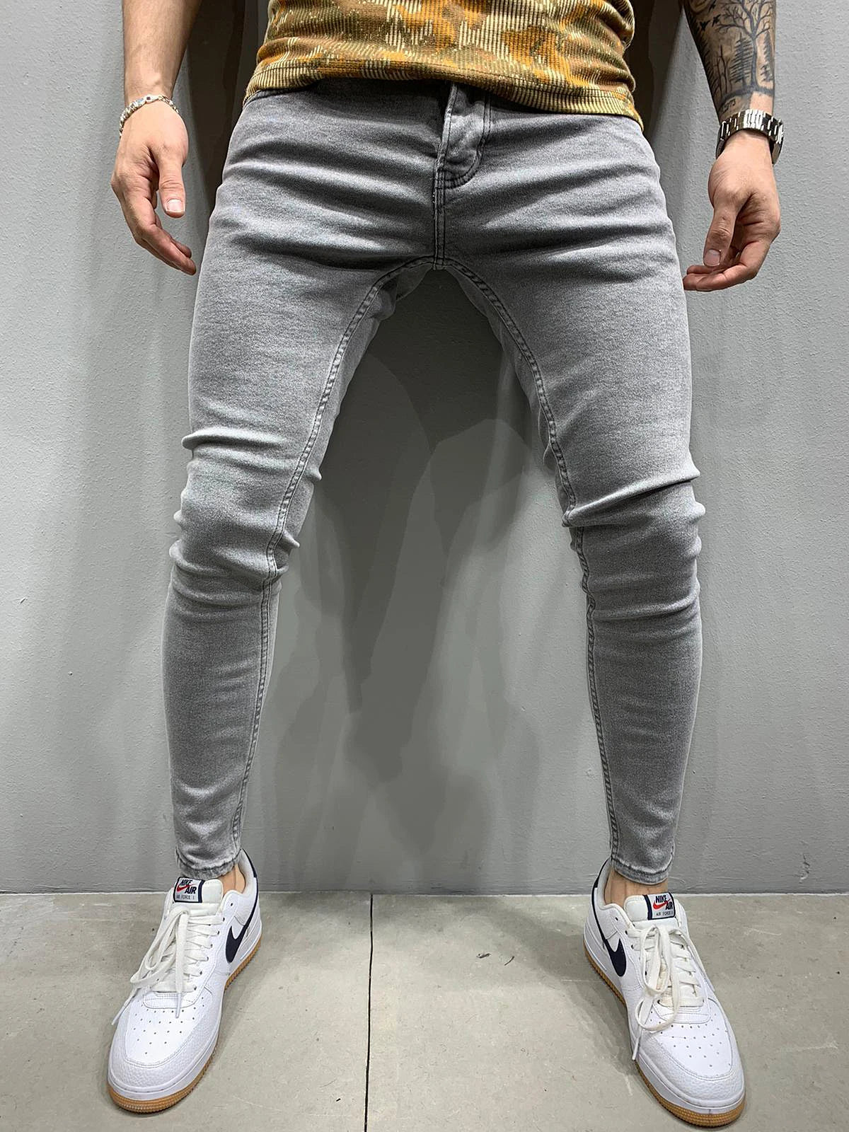 Ripped Jeans Men Stretch Skinny Grey Blue Black Hip Hop Denim Trousers Streetwear Casual Slim Fit Jeans for Men Jogging jean