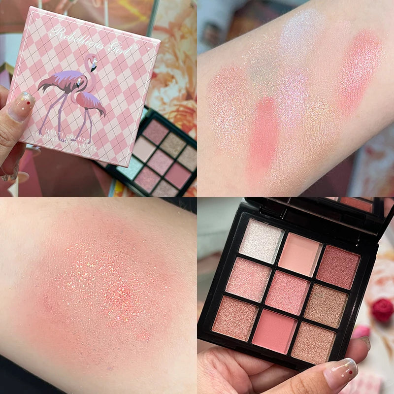 9-Grid Eye Shadow Palette Make-up for Women Glitter Pearlescent Matte Eyeshadow Cosmetics Shimmer Long Lasting Makeup Products
