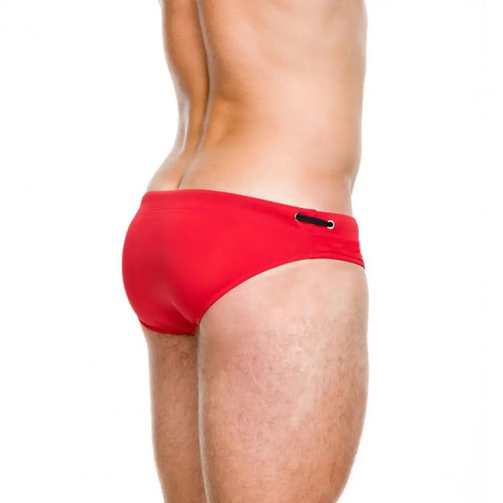 Adult Men Swimming Trunks Low Rise Solid Color Water Repellent Swim Briefs Swimwear Quick Drying Swimming Trunks Swim Shorts
