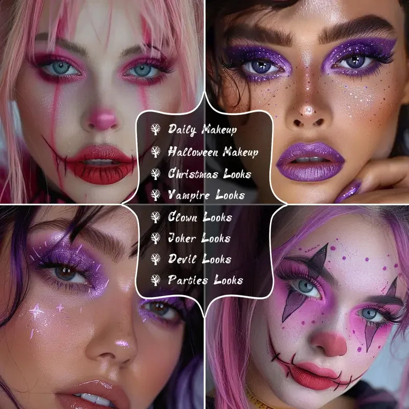 6-Color Glitter Matte Eyeshadow Palette, Light Purple Violet Midnight Purple Smoky Glitter Eyeshadow Palette, Prom Eyeshadow Long-Lasting Waterproof Eyeshadow