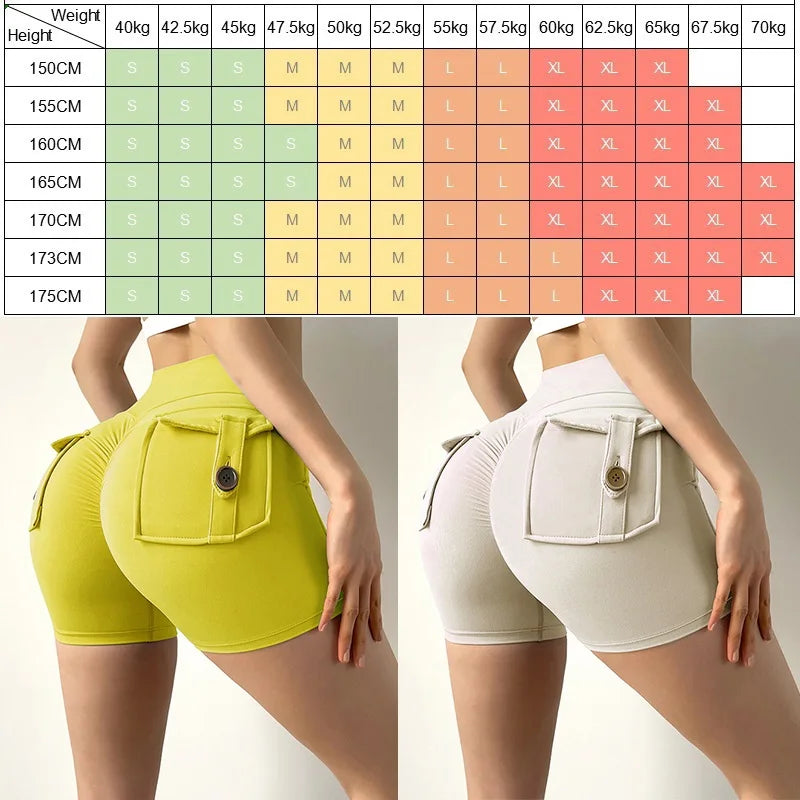 Cloud Hide Women Pocket Yoga Shorts Fitness High Waist Short Gym Workout Tights Sports Plus Size Quick Dry SEXY Butt Leggings XL