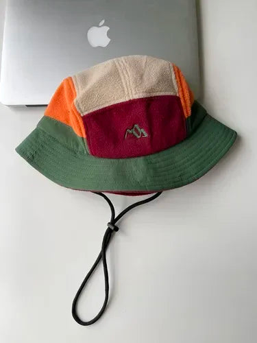 2023New Short Brim Color Matching Ear Protection Autumn Winter Men's Women's Baseball Cap Warm Outdoor Velvet Aviator Bucket Hat