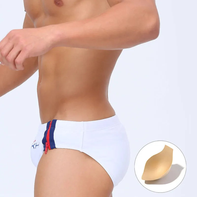 Sexy Swimsuit Printing Swimming Trunks Quick Dry Shorts Briefs Fashion Triangle Swim Trunks With Cup Low Waist Men's Swimwear