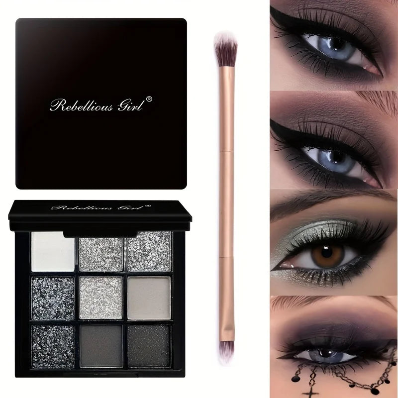 9-Grid Eye Shadow Palette Make-up for Women Glitter Pearlescent Matte Eyeshadow Cosmetics Shimmer Long Lasting Makeup Products