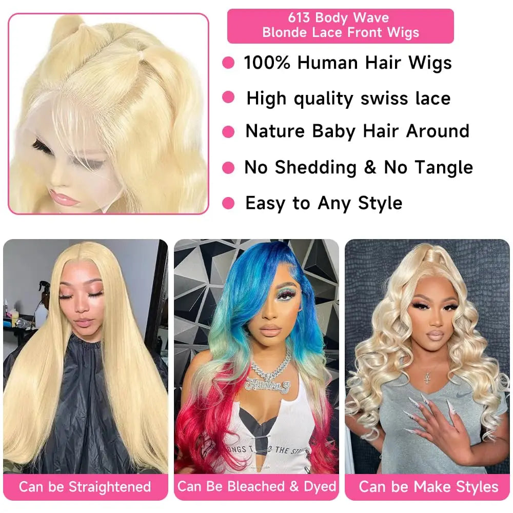 613 Hd Lace Front Wig 13x6 13x4 Body Wave Lace Front Wig Human Hair Blonde Human Lace Front Wig Pre Plucked 613 Human Hair Wig
