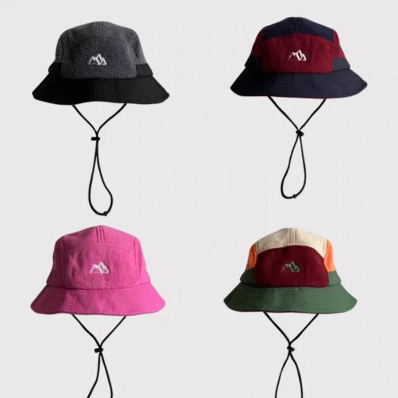 2023New Short Brim Color Matching Ear Protection Autumn Winter Men's Women's Baseball Cap Warm Outdoor Velvet Aviator Bucket Hat