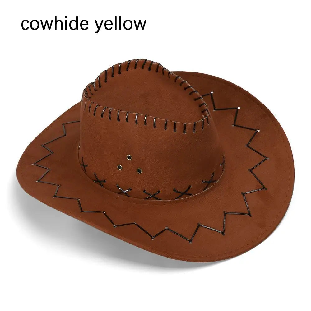 Western Cowboy Hat for Men Women Kids Fedora Outdoor Wide Brim Faux Leather Summer Wide Brim Beach Travel Cap Black White Pink