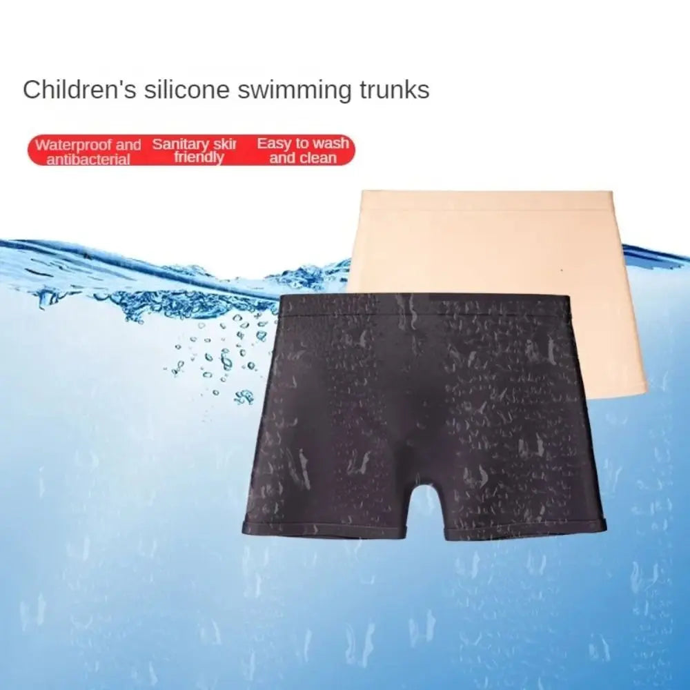 Four Corner Swimming Trunks Children Swim Trunks Solid Color Hot Spring Pants Flat Corner Swimming Trunks Silicone Swim Trunks