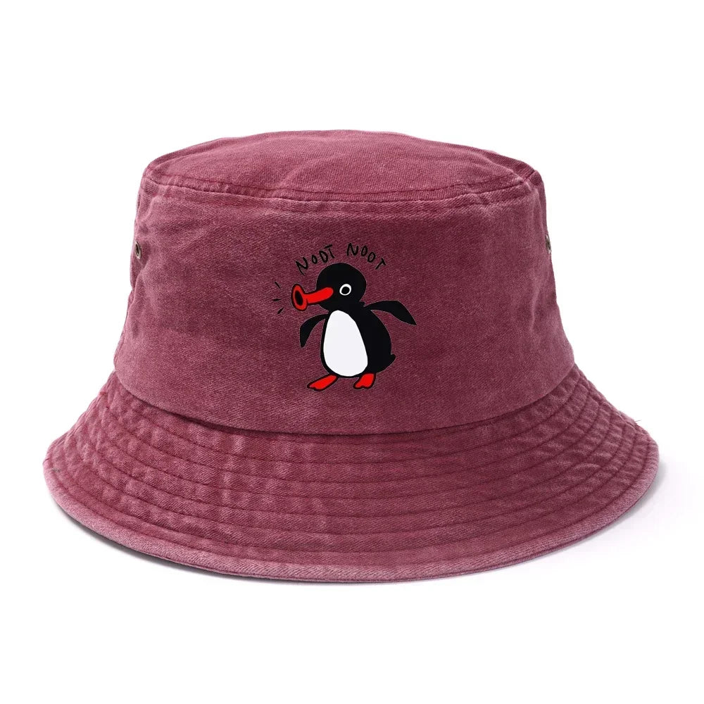 Summer Penguin Bucket Hat Reversible Bob Men Women Cotton Travel Beach Fisherman Hat Outdoor Sports Pull Up Bob Panama Sun Hat