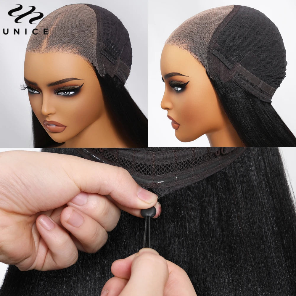UNice Hair 7x5 Bye Bye Knots Wear Go Glueless Wig Brown Balayage Body Wave Wig Pre Cut Pre Bleached Human Hair Lace Wig 150%