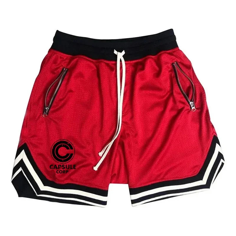 Basketball Capsule Corp Print Shorts Male Casual Mesh Fitness Short Trousers Breathable Five Points Pant Running Clothing