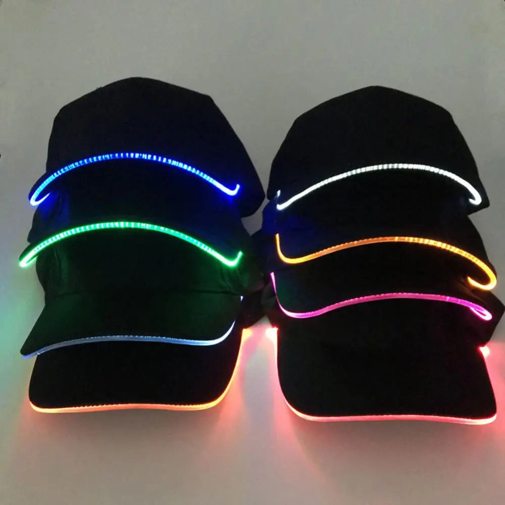 LED Luminous Baseball Hat Christmas Party Peaked Cap Glowing Hat Women Men Casual Skull Caps Cosplay Costume Christmas Party Hat