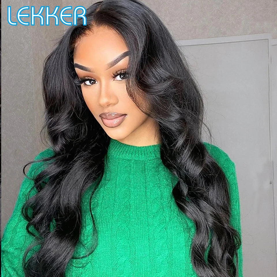 Lekker Wavy 13x1 T Part Lace Front 100% Human Hair Wigs For Women Brazilian Remy Hair Body Wave Middle Part Lace 28" Long Wigs