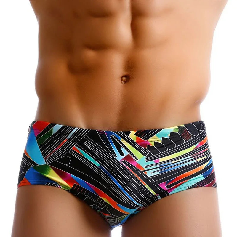 SeSexy Swim Trunks Men Swimwear Men Push Up Swim Briefs Rainbow Swimming Trunks Men Beach Swim Shorts Mens Bikini Swimwear Sunga