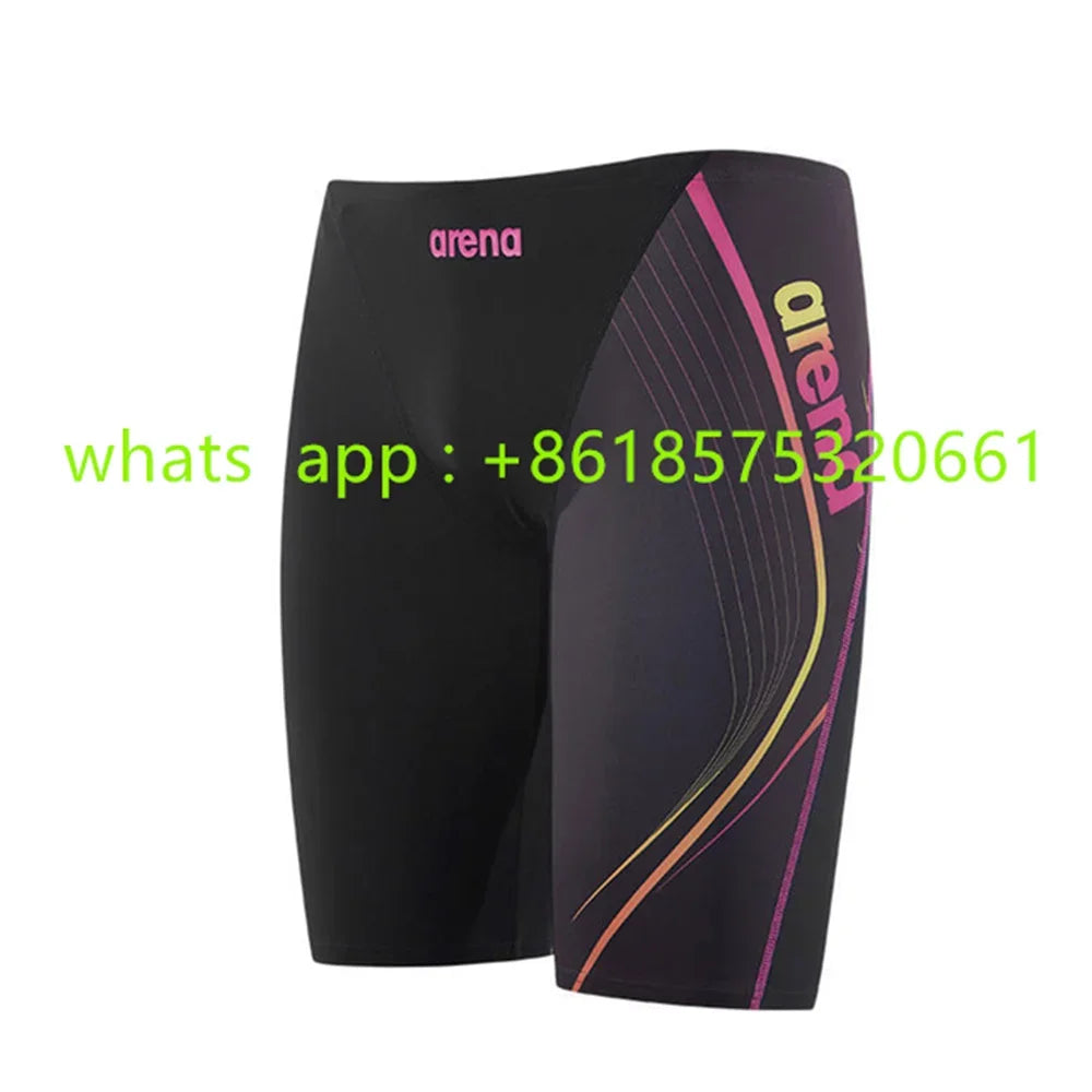 New Men Swim Jammer Swimming Trunks Professional Swim Surf Trunks Summer Beach Lycra Quick Dry Uv Protection Gym Tights Shorts