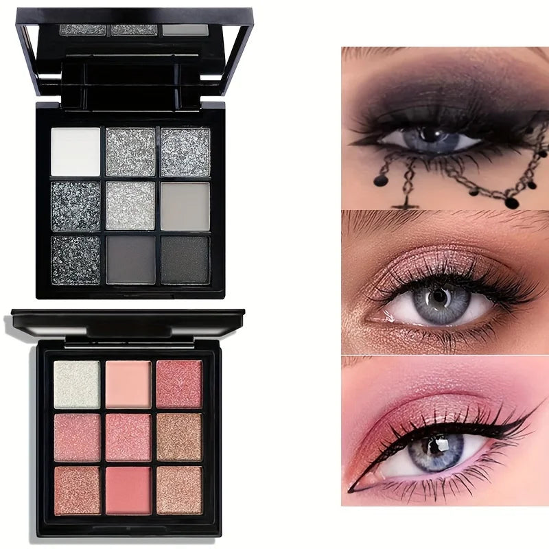 9-Grid Eye Shadow Palette Make-up for Women Glitter Pearlescent Matte Eyeshadow Cosmetics Shimmer Long Lasting Makeup Products