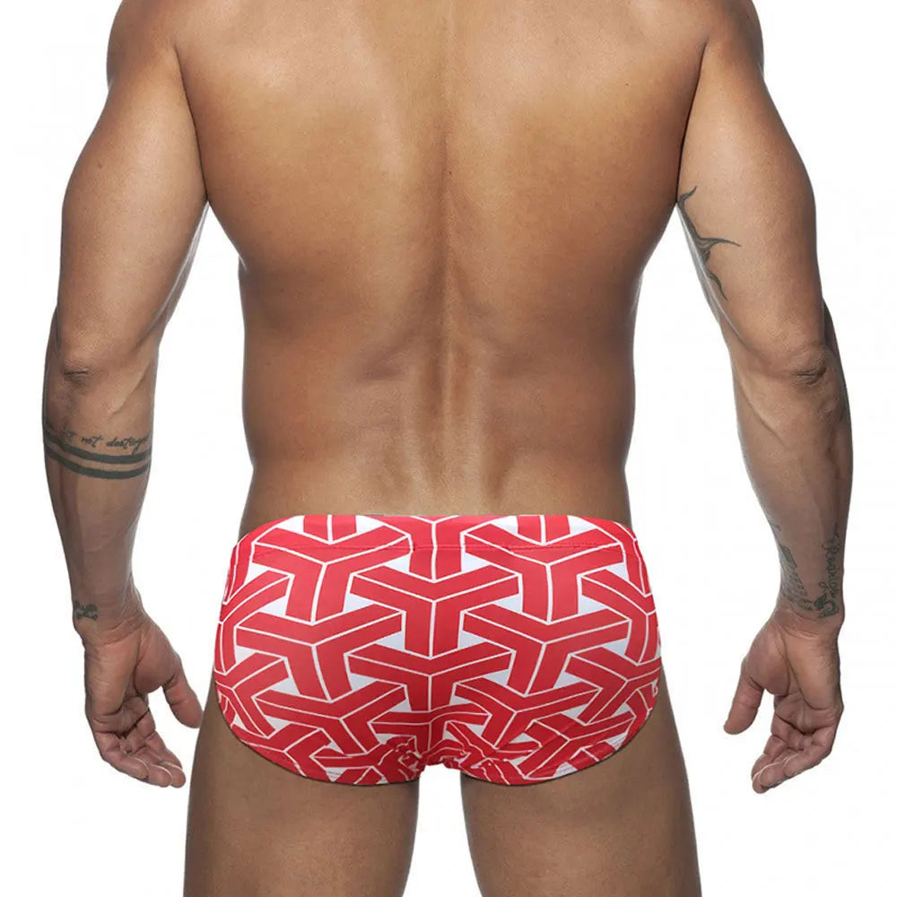Sexy Swimsuit Printing Swimming Trunks Quick Dry Shorts Briefs Fashion Triangle Swim Trunks With Cup Low Waist Men's Swimwear