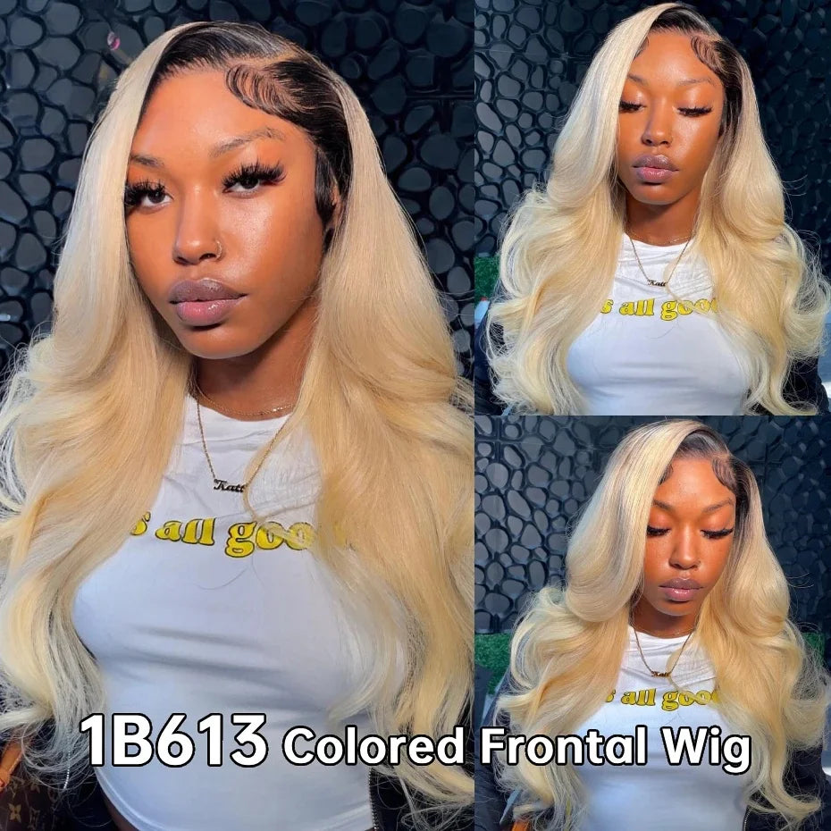 13X4 Lace 1B 613 Lace Frontal Wig Body Wave Ombre Blonde Lace Front Wig Human Hair Brazilian Lace Wig Human Hair Pre Plucked
