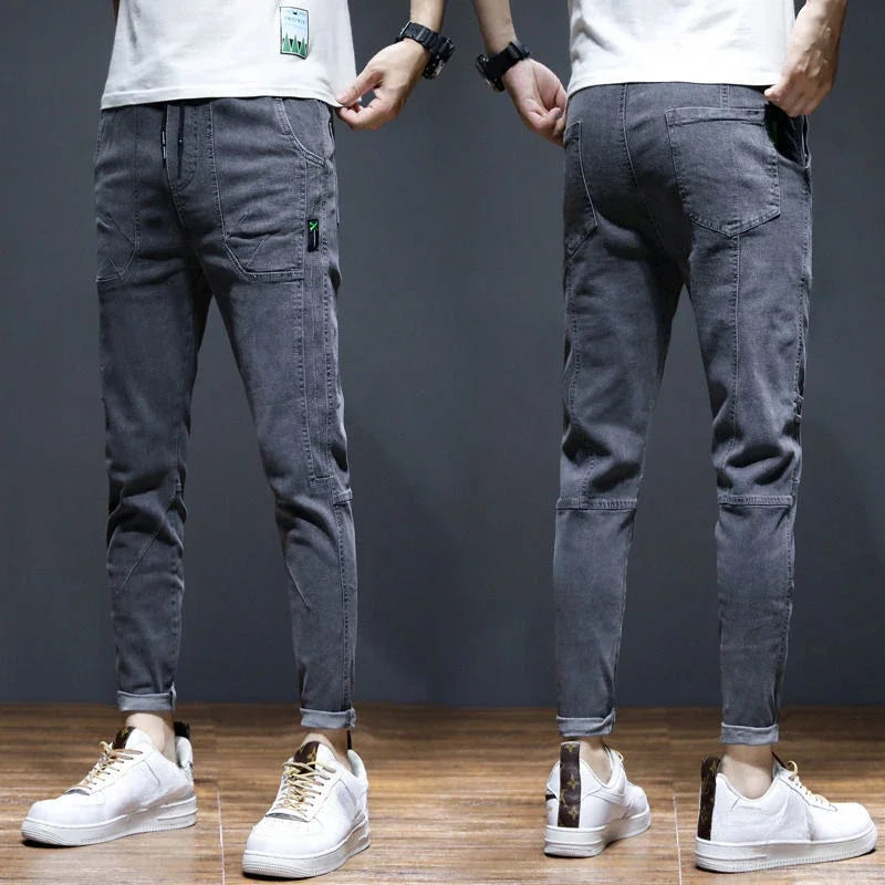 Skinny Black Man Cowboy Pants Slim Fit Jeans for Men Tight Pipe Trousers Work Wear Trend 2024 Xs Clothes Y2k 2000s Stylish Soft