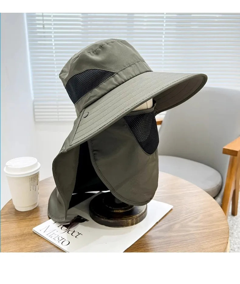 Sunscreen hat, men's fishing hat, fisherman's hat, outdoor hiking sun hat, UV resistant sun hat, tea picking hat, women's face