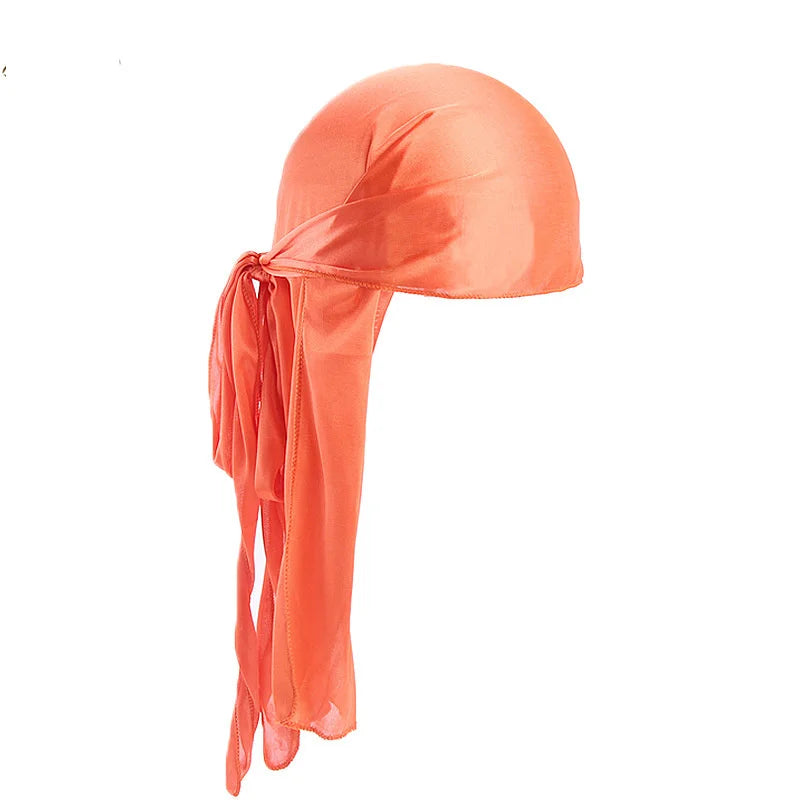 New Men's Long Silky Satin Breathable Turban Hat Wigs Doo Durag Biker Headwrap Chemo Cap Pirate Hat Men Hair Accessories