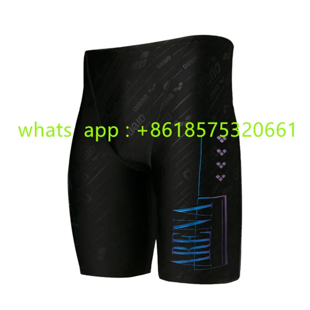 New Men Swim Jammer Swimming Trunks Professional Swim Surf Trunks Summer Beach Lycra Quick Dry Uv Protection Gym Tights Shorts