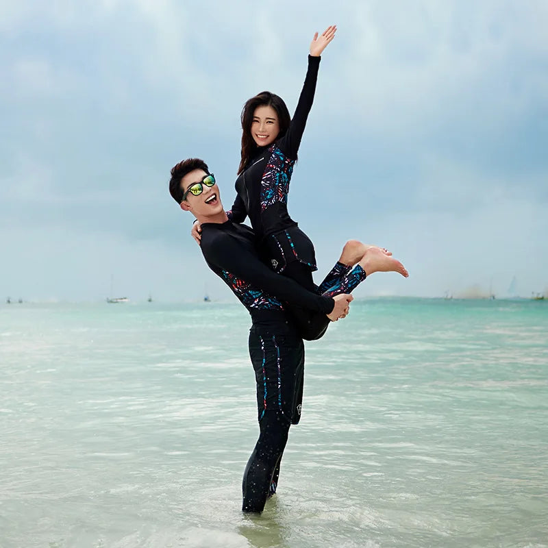 Men Rash Guard Diving Suits Surfing Swimwear Long Sleeve Suit Swim Shirt+Trunks+Shorts UV Swimming RashGuard Prevent Jellyfish