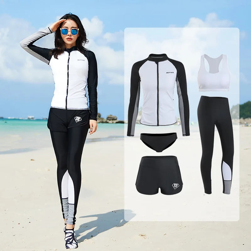 Men Rash Guard Diving Suits Surfing Swimwear Long Sleeve Suit Swim Shirt+Trunks+Shorts UV Swimming RashGuard Prevent Jellyfish
