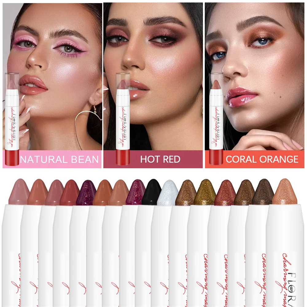 16 Colors Eyeshadow Stick Waterproof Eyeshadow Pencils Cream Eyeshadow Sticks Brown Metallic Eyeshadow Stick Pencil Long Lasting