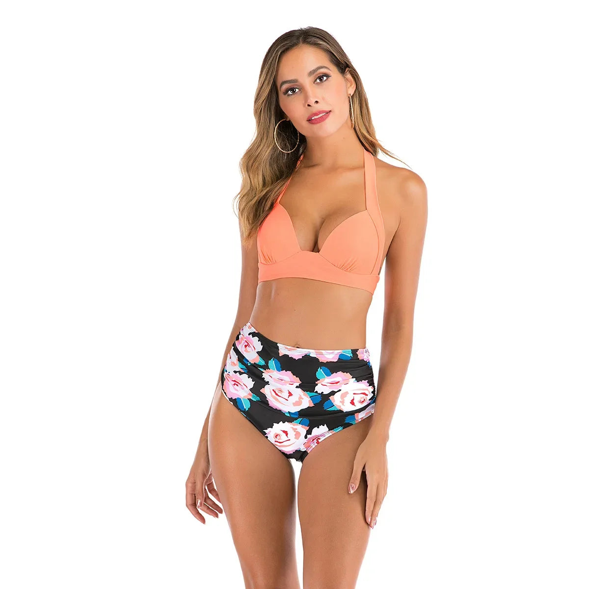 2021 New Solid Sexy Bikini Two-Piece Swimwear Women Swimming Suit Fashion Plus Size XL Sets Swimsuit Bathing Suit Female Biquini