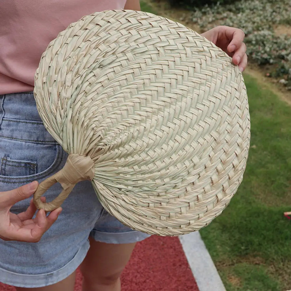 Natural Raffia Hand Fans Handmade Raffia Fans Palm Leaf Hand Fans With String Label Buri Fans For Summer Farmhouse Decor