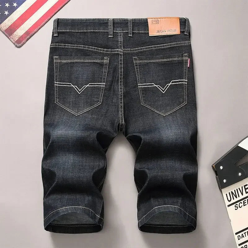 Men's Short Jeans Pants Big Size Straight Oversize Male Denim Shorts with Pockets Xl Cowboy New in Streetwear Buttons Original