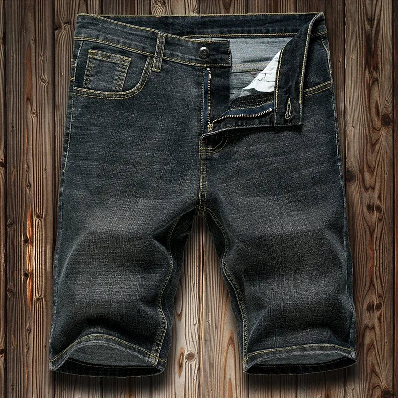2024 Summer Shorts Jeans Men Denim Pants Stretch Dark Blue Fashion Design Men's Jeans Slim Straight Male Short Jeans Hombre