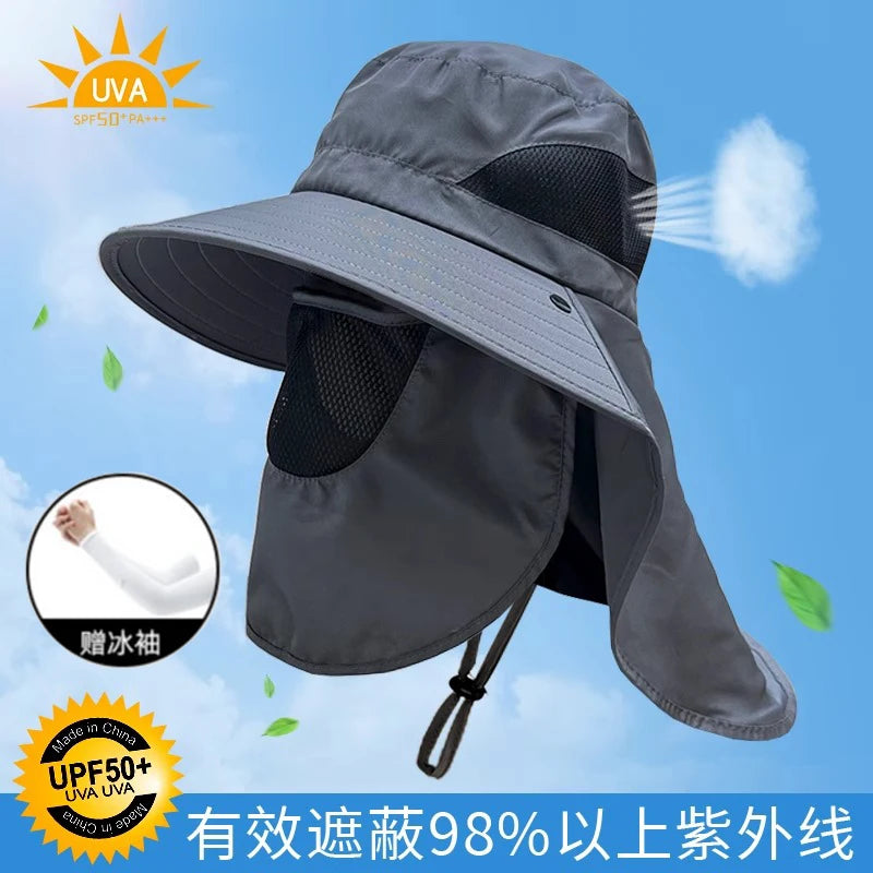Sunscreen hat, men's fishing hat, fisherman's hat, outdoor hiking sun hat, UV resistant sun hat, tea picking hat, women's face
