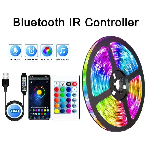 USB LED Strip Lights APP Control Color Changing 5050 RGB Led Light Flexible Lamp Tape for Room Decoration TV Backlight Diode