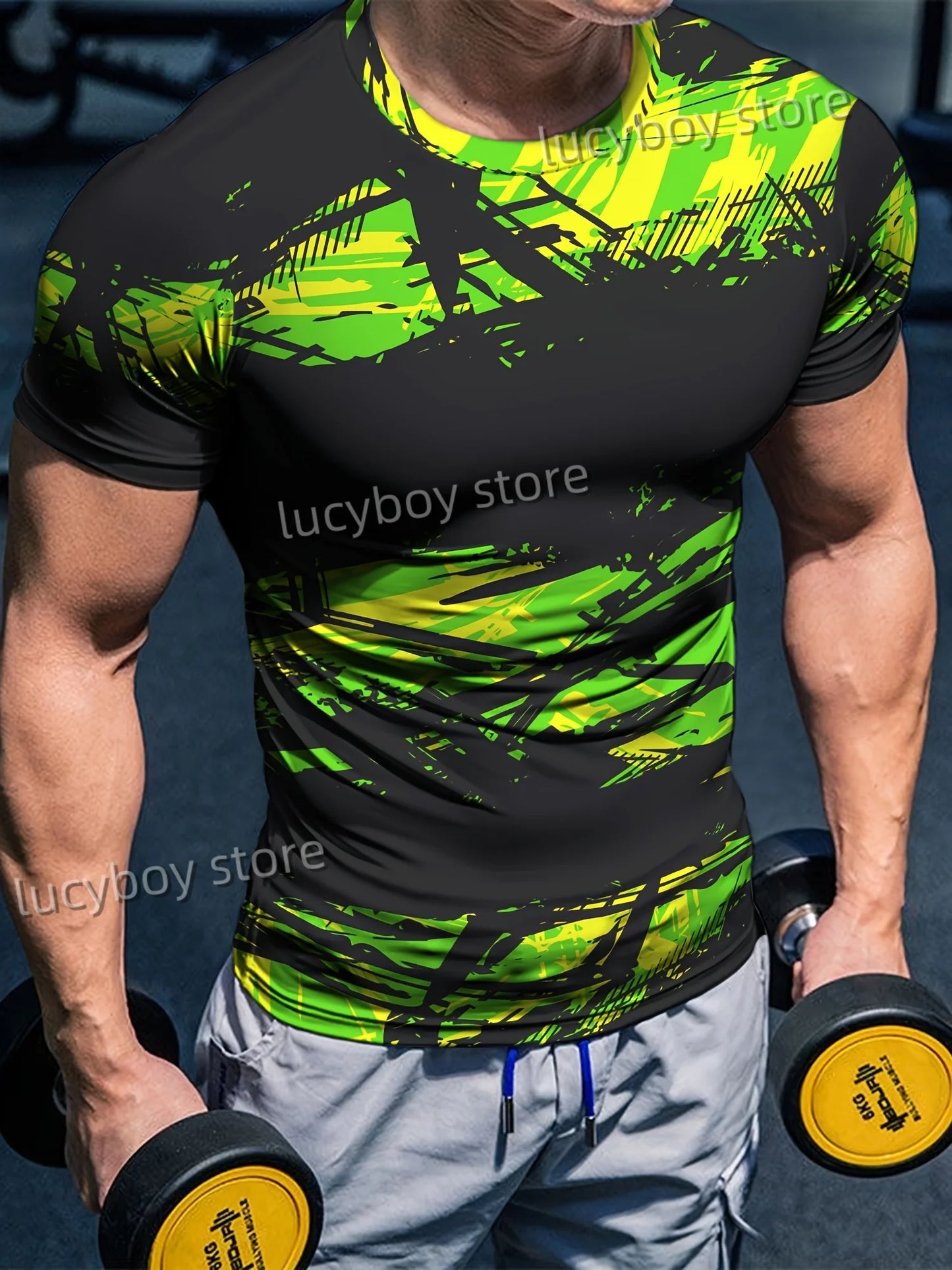 Men's Sports Gym T Shirt Muscle Training Tees Short Sleeve Tees Quick Drying Running Sportwear Men Oversized Tops Men Clothing