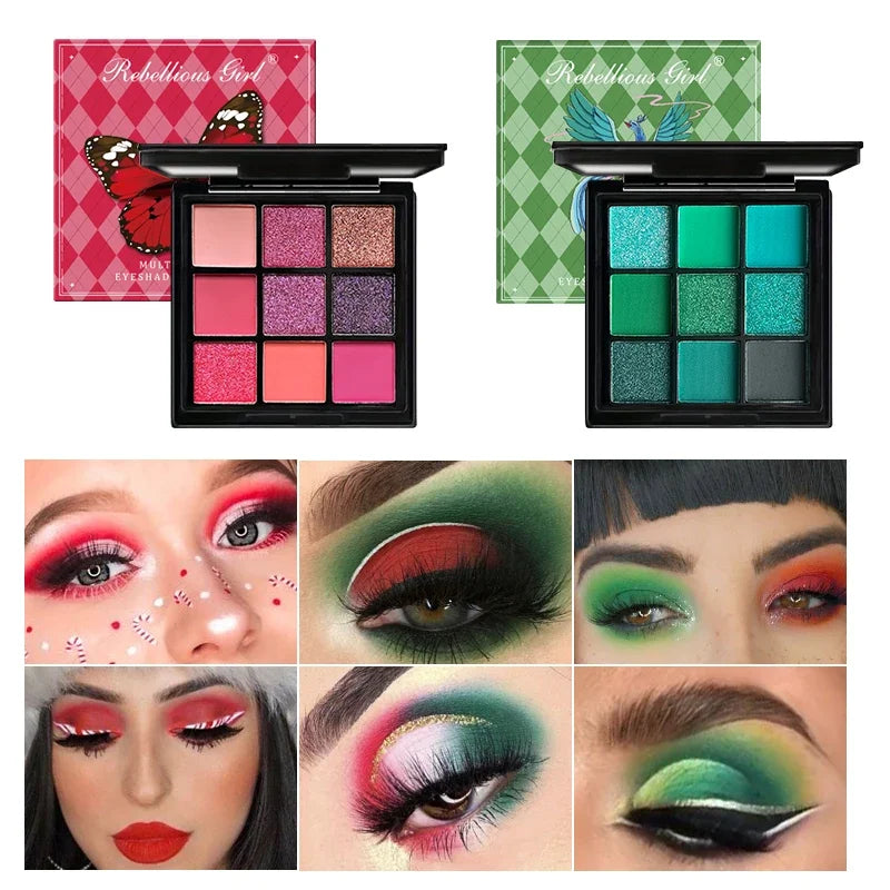 9-Grid Eye Shadow Palette Make-up for Women Glitter Pearlescent Matte Eyeshadow Cosmetics Shimmer Long Lasting Makeup Products