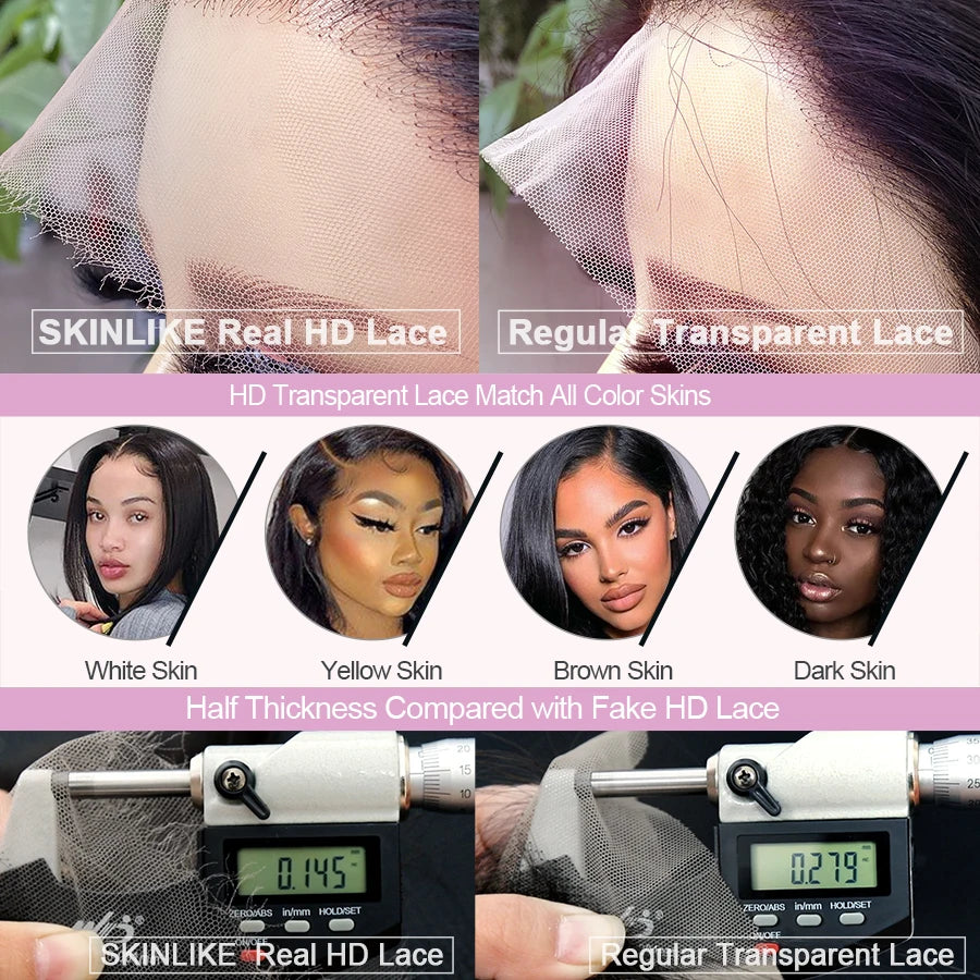 13x6 34inch HD Lace Front Wig Human Hair Wigs Body Wave Full Frontal Wig Pre Plucked Lace Closure Wigs Brazilian Hair Melt Skins