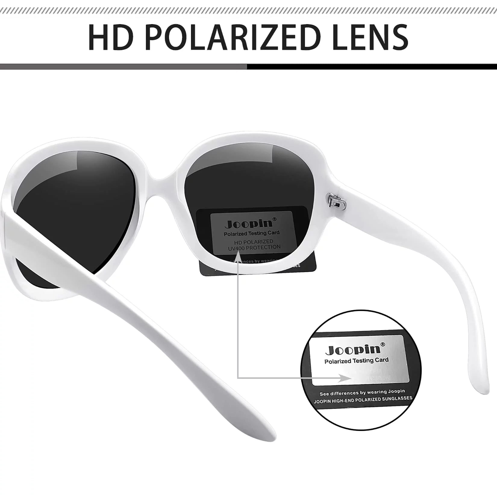 Oversized Polarized Sunglasses for Women, Ladies Vintage Thick Big Frame Sun Glasses Shades (Shiny White)