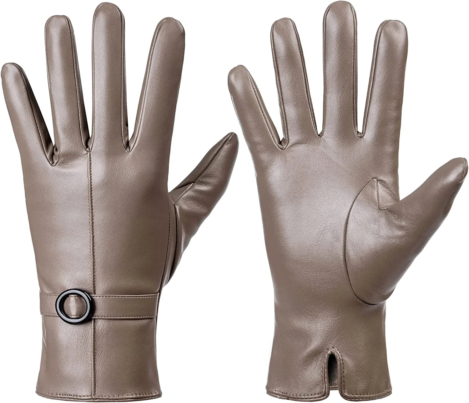 Winter Lambskin Leather Women'S Gloves with Touchscreen Texting and Warm Driving Function