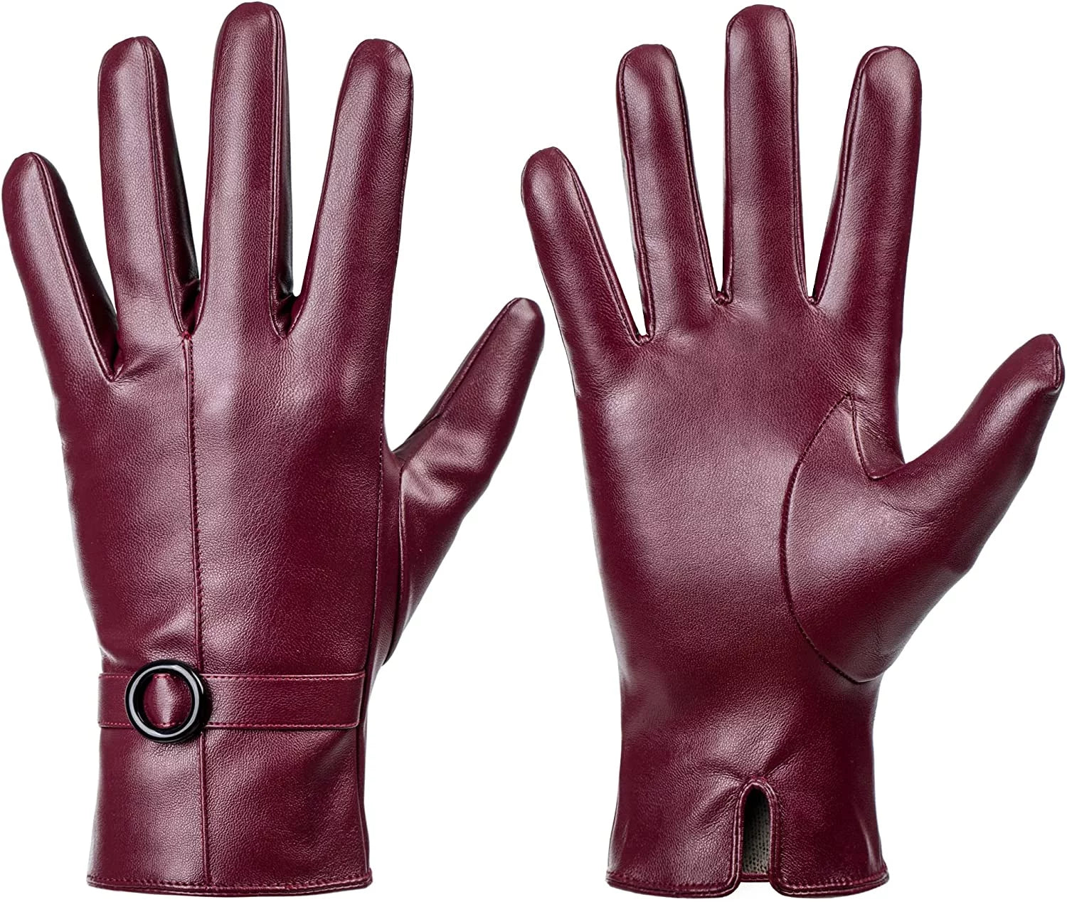 Winter Lambskin Leather Women'S Gloves with Touchscreen Texting and Warm Driving Function