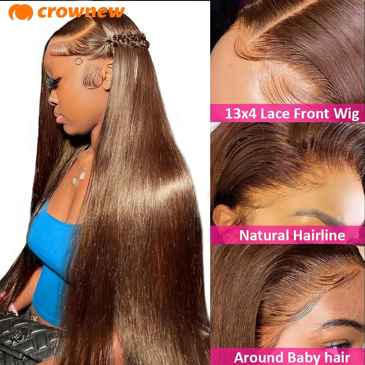 #4 Straight Lace Front Wigs Human Hair Colored Brown Human Hair Wig 13x4 13x6 HD Lace Frontal Wig Chocolate Brown Human Hair Wig