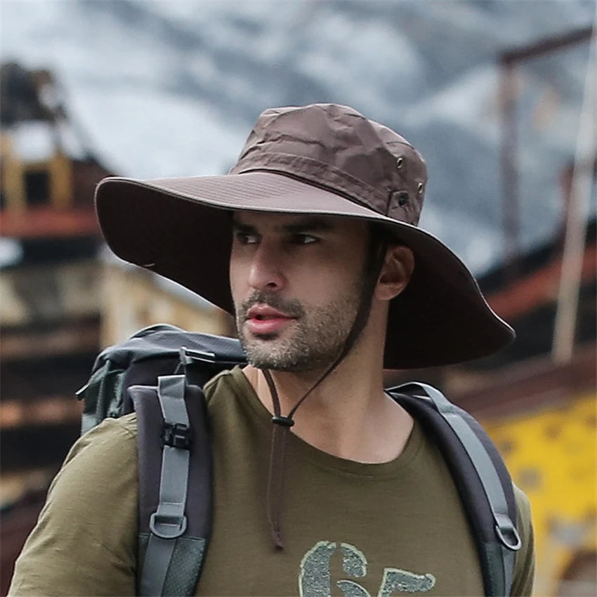 2020 New Fashion Summer Bucket Hat Cowboy Men Outdoor Fishing Hiking Beach Hats Mesh Breathable Anti UV Sun Cap Large Wide Brim